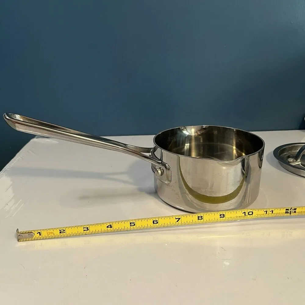 Technique Clad Tri-Ply Stainless Steel 1 qt Saucepan with Lid Induction Ready